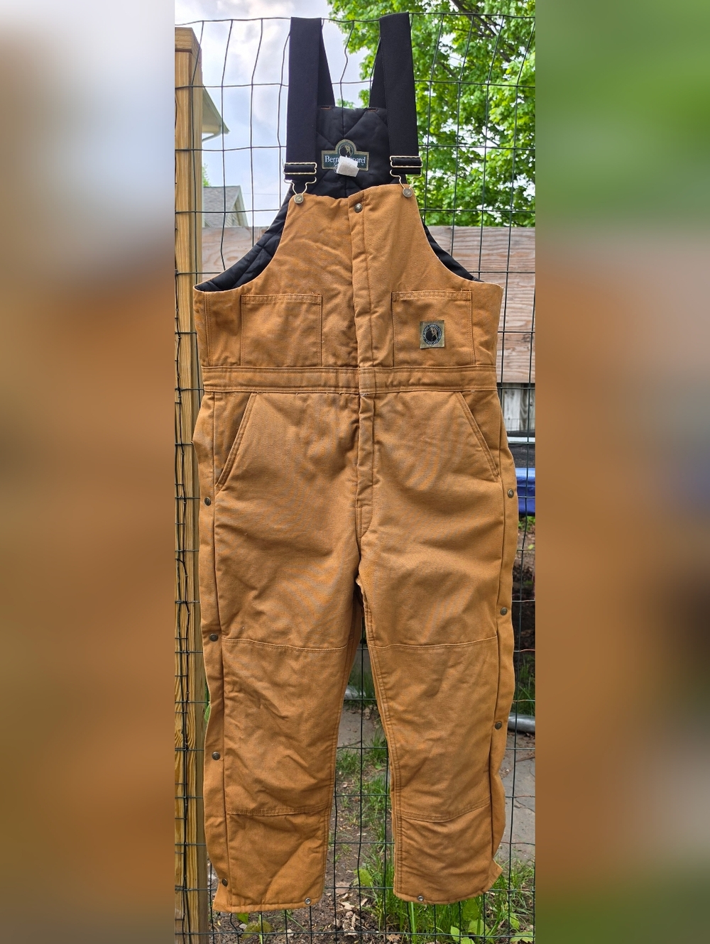 Berne Men's Canvas Quilt-Lined Duck Insulated Bib Overalls Workwear Large Short